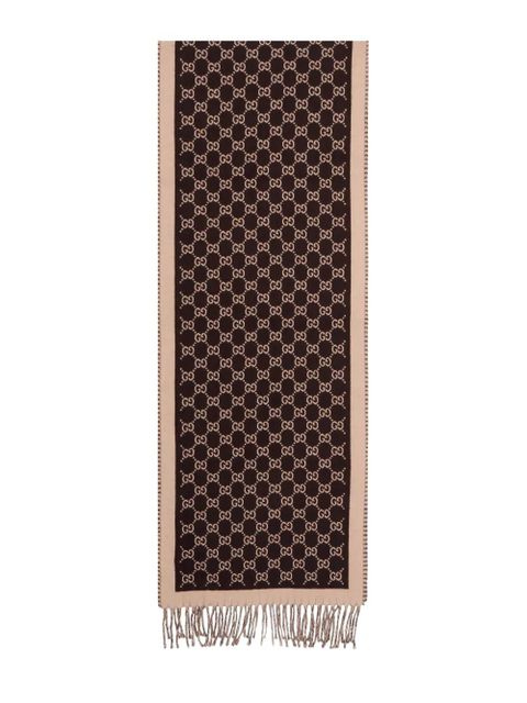 Gucci monogram fringed scarf - Brown - zdjęcie produktu nr 2