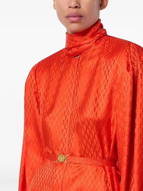 Versace geometric-pattern belted dress - Red