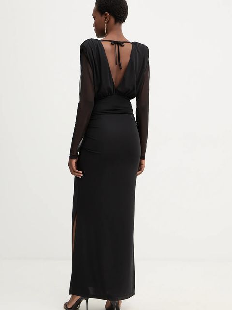 Haveone sukienka kolor czarny maxi dopasowana AMI-P055