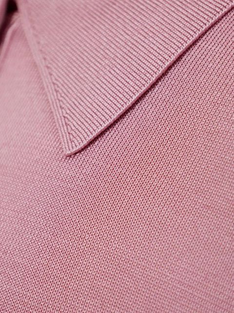 Self-Portrait polo-neck button-front dress - Pink