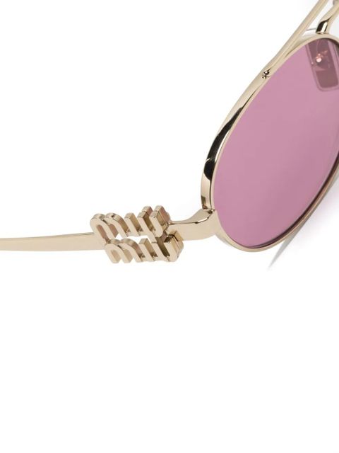 Miu Miu Eyewear logo-lettering oval-frame sunglasses - Pink