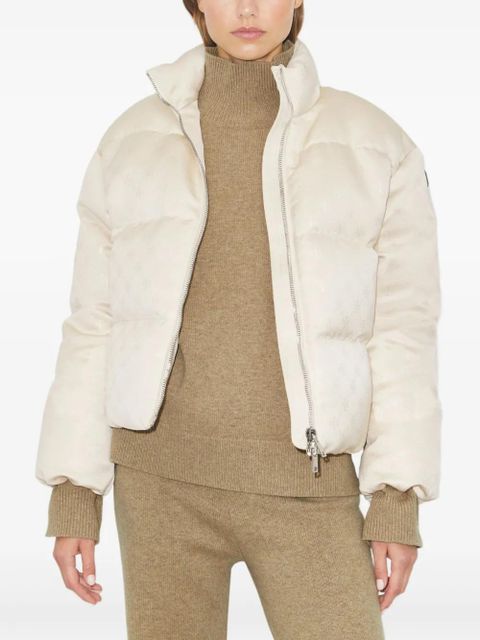 Tory Burch T-monogram satin puffer jacket - Neutrals