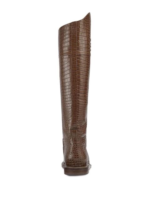 Fendi Karligraphy croc-effect knee-high boots - Brown