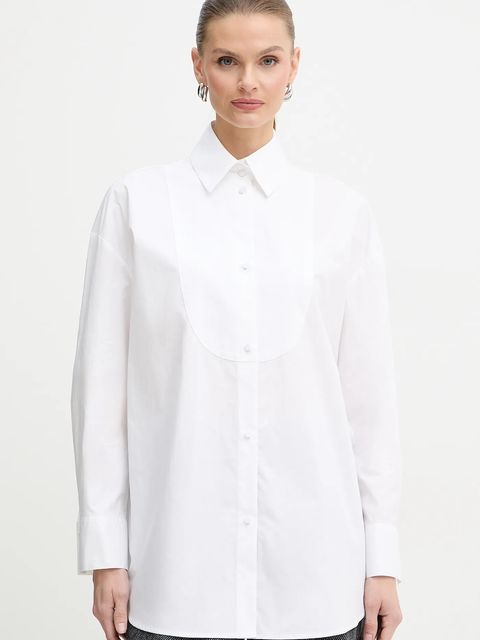 Armani Exchange koszula bawełniana damska kolor biały relaxed z kołnierzykiem klasycznym XW000706 AF12812 - zdjęcie produktu nr 1