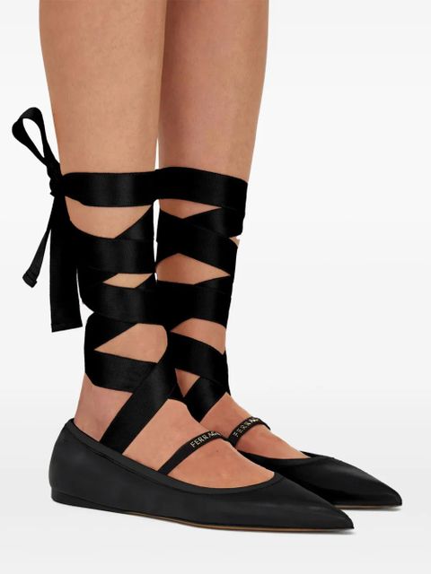 Ferragamo leather ballerina shoes - Black