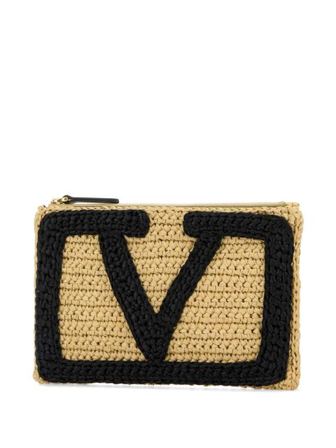 Valentino Garavani Viva Superstar raffia clutch bag - Neutrals