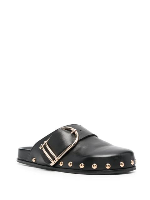 TWINSET buckle-fastened leather mules - Black - zdjęcie produktu nr 2