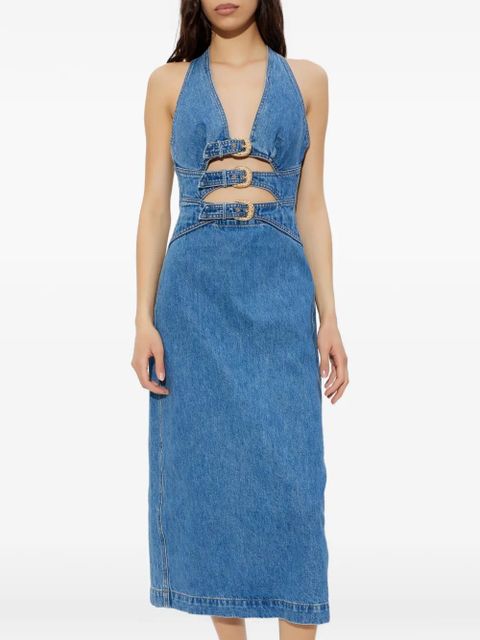Cult Gaia halterneck cut-out buckle midi dress - Blue