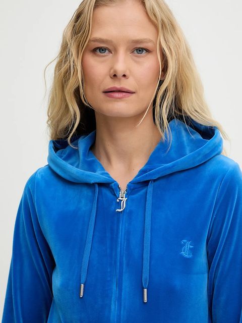Juicy Couture bluza damska kolor fioletowy z kapturem gładka JCAP176