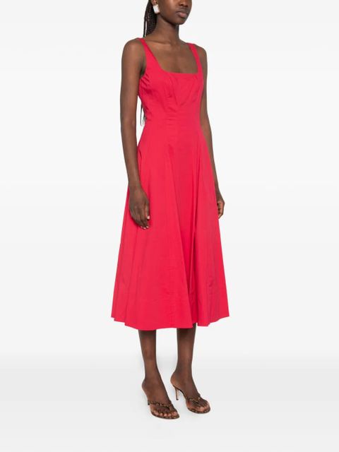 STAUD Wells square-neck midi dress - Red