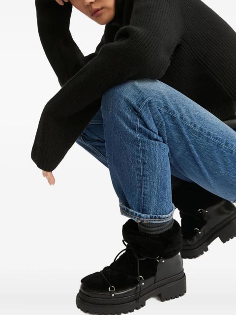 Yves Salomon 45MM shearling lace-up boots - Black