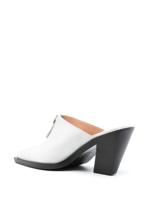 Elleme 85mm Eclair-zip leather mules - White