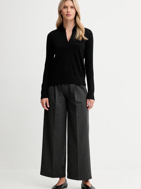 Calvin Klein sweter z dodatkiem wełny damski kolor czarny lekki LV044A305G - zdjęcie produktu nr 2