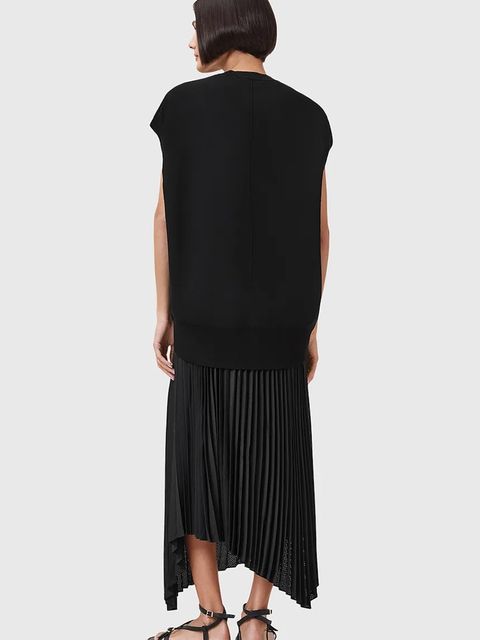 AllSaints sukienka i sweter LEIA kolor czarny midi rozkloszowana W172DC