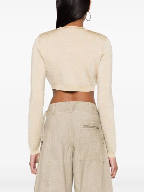 Versace Barocco lurex cropped cardigan - Neutrals