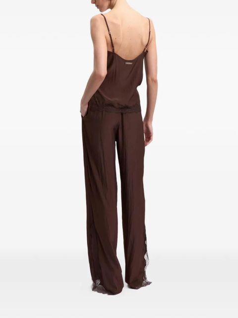 16Arlington Ricci lace-trim satin palazzo pants - Brown