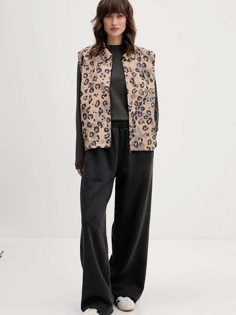 adidas bezrękawnik Animal Print 3-Stripes kolor beżowy przejściowy JV6957