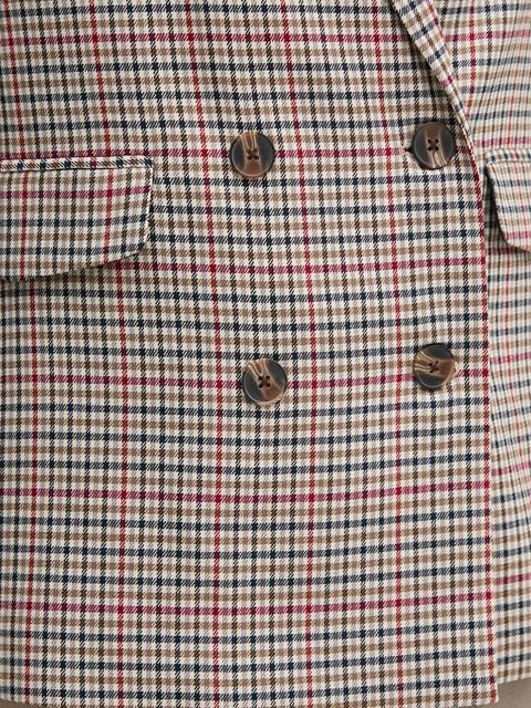 Pepe Jeans marynarka BAILEY kolor beżowy dwurzędowa wzorzysta PL402454