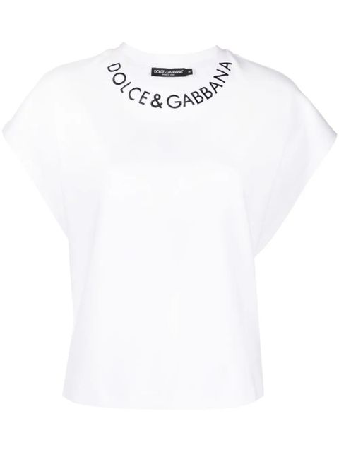 Dolce & Gabbana logo-embroidered cotton T-shirt - White - zdjęcie produktu nr 1