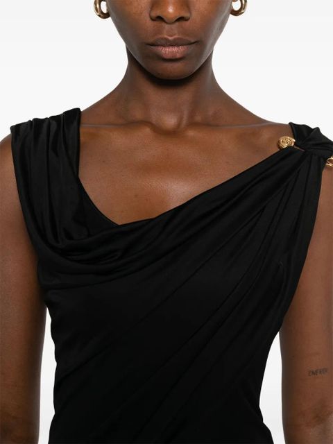 Versace asymmetric neck dress - Black