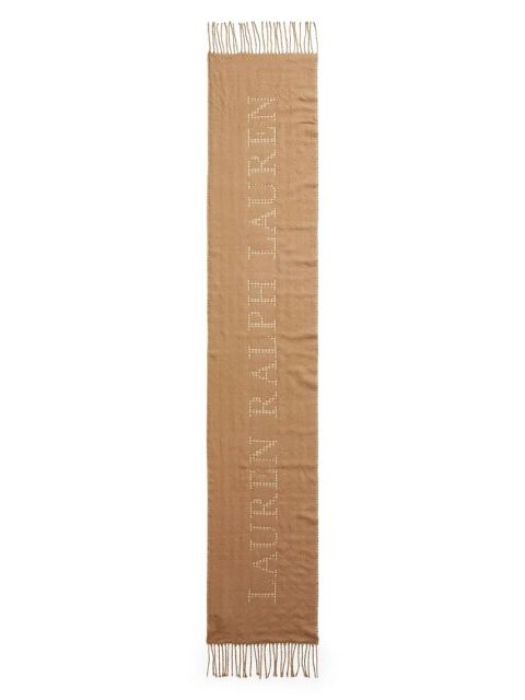 Lauren Ralph Lauren szalik z domieszką wełny kolor beżowy wzorzysty 454960038