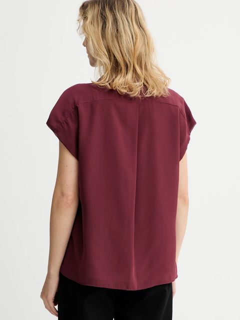 Calvin Klein bluzka damska kolor bordowy gładka LV044D134G