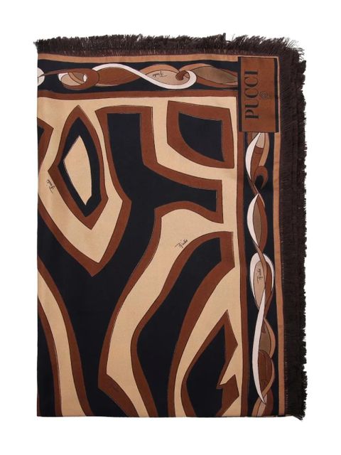 PUCCI fringed abstract-pattern scarf - Black