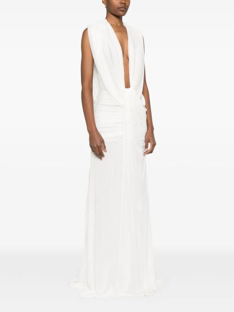Christopher Esber ripple draped maxi dress - White