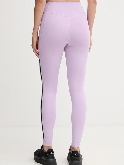 adidas Performance legginsy treningowe Optime 3-Stripes damskie kolor fioletowy wzorzyste JX7323