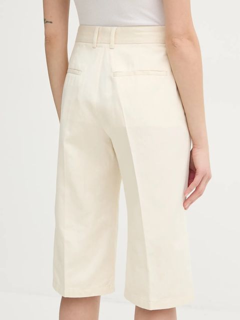 Filippa K szorty z domieszką lnu kolor beżowy wzorzyste high waist 31428