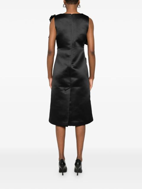 GANNI bow-detail midi dress - Black