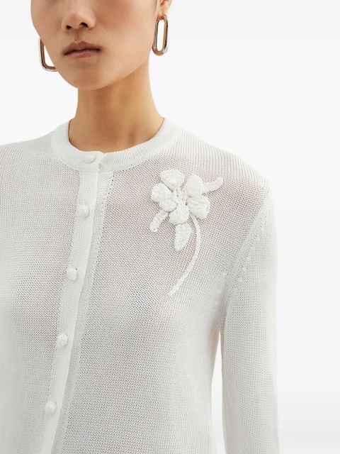 Jil Sander embroidered cardigan - White