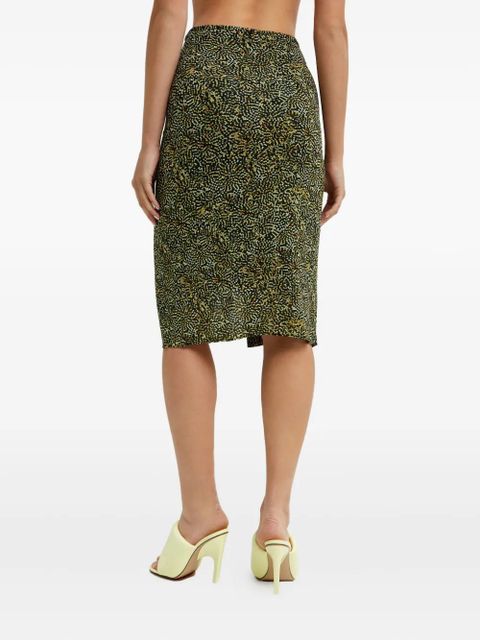 ISABEL MARANT ruched-front patterned midi skirt - Green