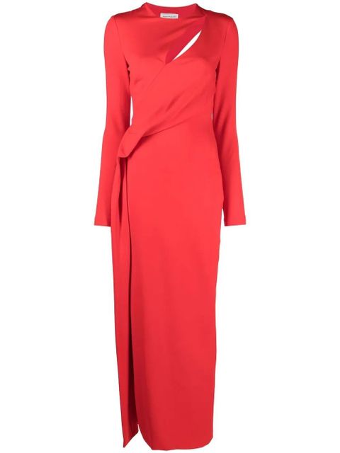 Alexander McQueen cut out-detail long-sleeved gown - Red - zdjęcie produktu nr 1