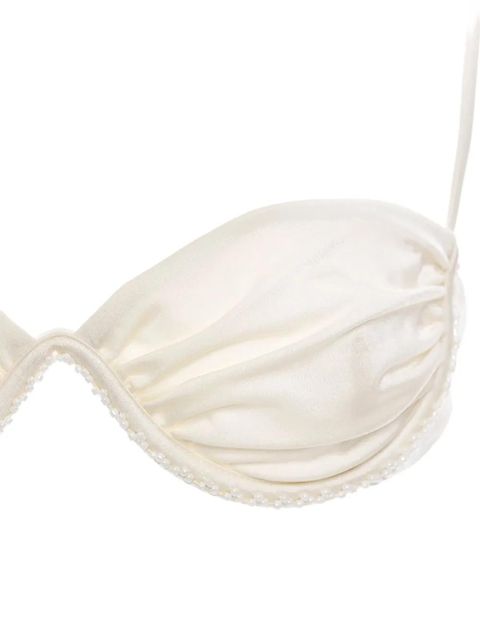 Agua By Agua Bendita pearl-embellished tie-detail bikini top - White - zdjęcie produktu nr 2
