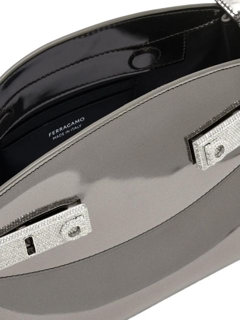 Ferragamo jewel-embellished clutch bag - Grey