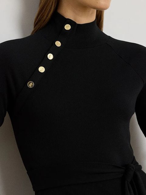 Lauren Ralph Lauren sukienka kolor czarny midi dopasowana 200980036