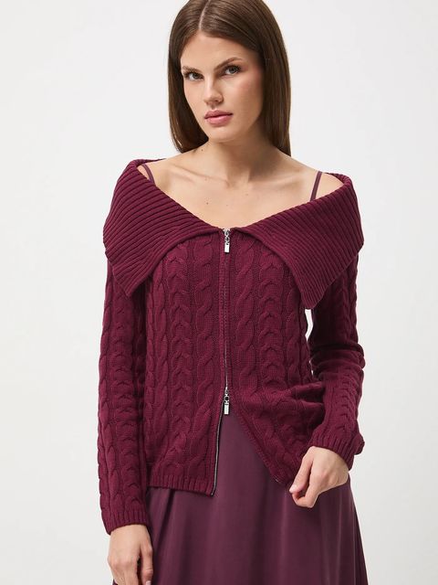 Medicine kardigan damskie kolor bordowy