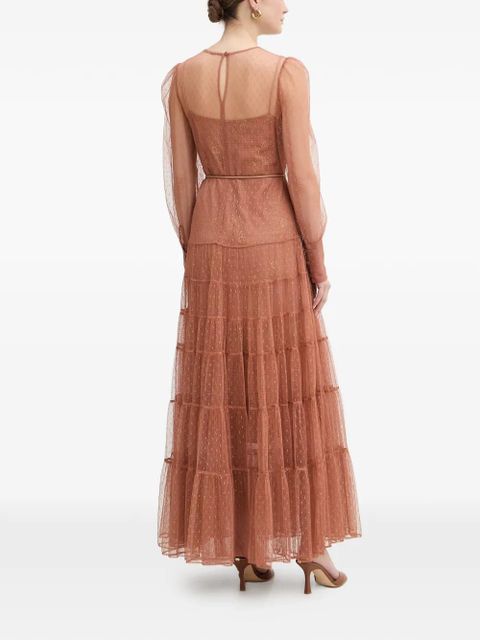 TWINSET lace-overlaid tiered dress - Brown - zdjęcie produktu nr 2