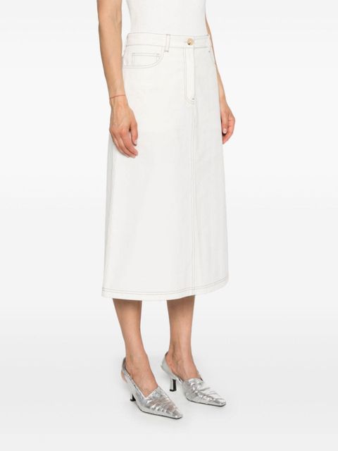 TOTEME contrast-stitching midi skirt - White