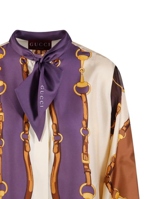 Gucci printed silk till shirt - Neutrals