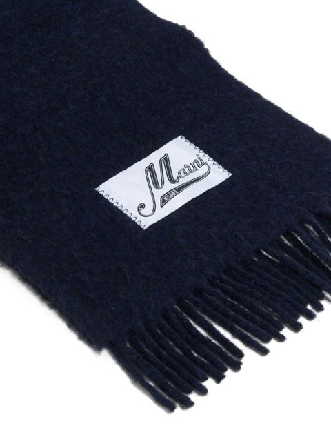 Marni logo-appliqué alpaca scarf - Blue