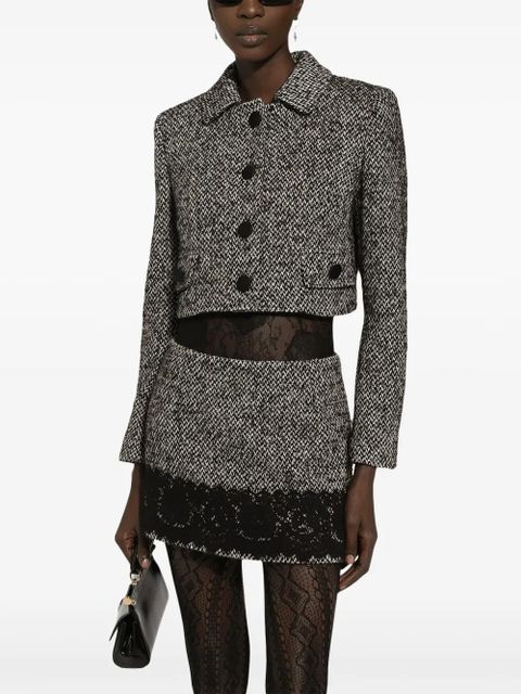 Dolce & Gabbana tweed cropped jacket - Brown