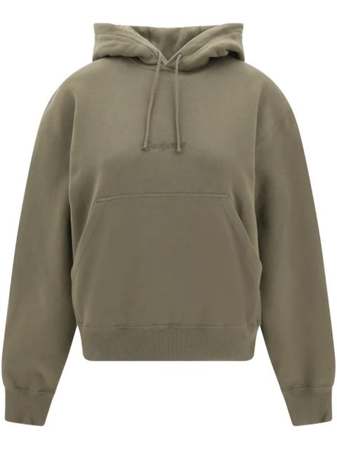 Saint Laurent logo-embroidered hoodie - Green - zdjęcie produktu nr 1