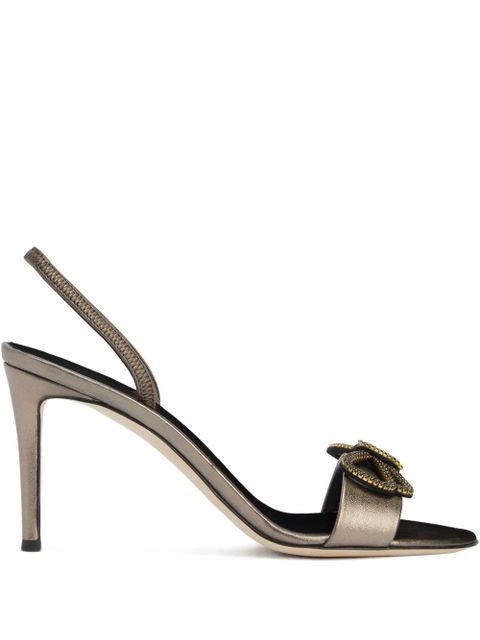 Giuseppe Zanotti Zari bow-embellished slingback sandals - Silver - zdjęcie produktu nr 1