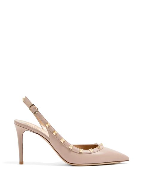 Valentino Garavani Rockstud slingback calfskin pumps 85mm - Neutrals - zdjęcie produktu nr 1