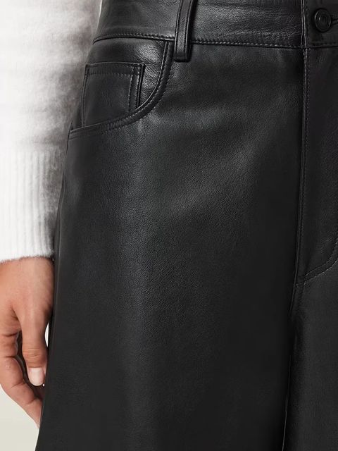 AllSaints spodnie skórzane JETT damskie kolor czarny szerokie high waist W026TD - zdjęcie produktu nr 2