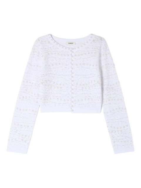 SANDRO floral-embellished knit cardigan - White - zdjęcie produktu nr 1