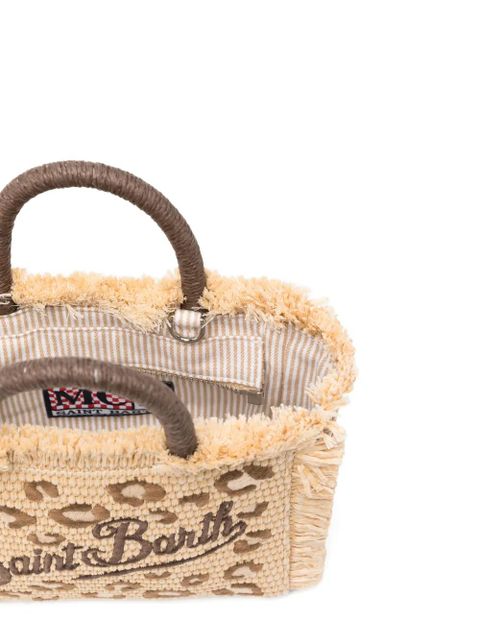 MC2 Saint Barth mini Vanity leopard-print frayed tote bag - Neutrals