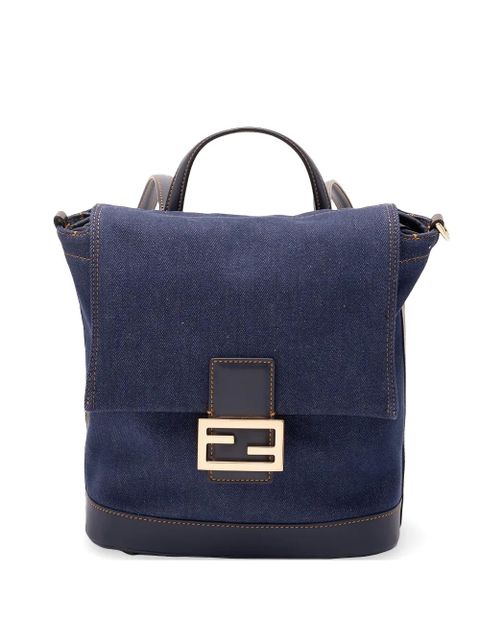 FENDI FF-plaque denim backpack - Blue - zdjęcie produktu nr 1